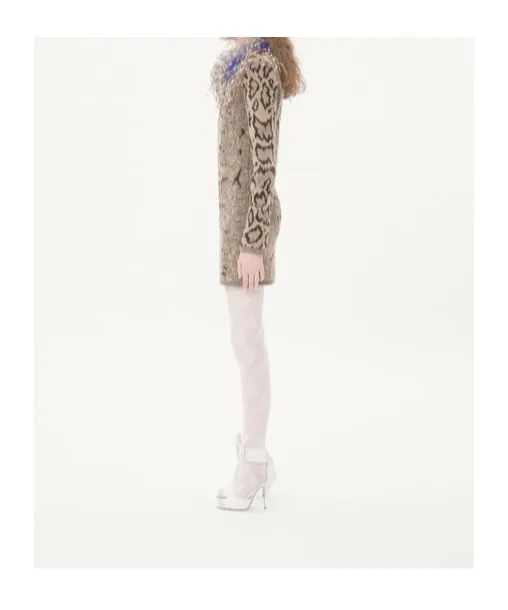 Valentino Animal Patterned Long-Sleeved Mini Dress