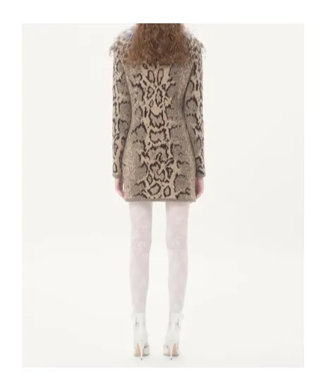 Valentino Animal Patterned Long-Sleeved Mini Dress