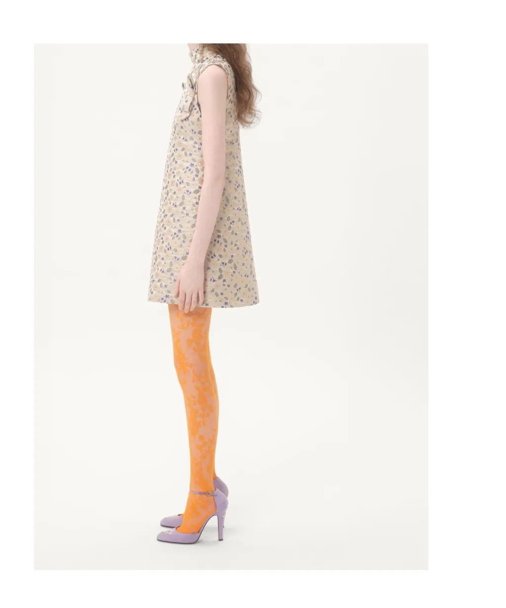 Abito Corto In Jacquard Garden Lurex