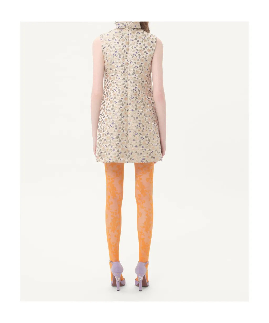 Abito Corto In Jacquard Garden Lurex