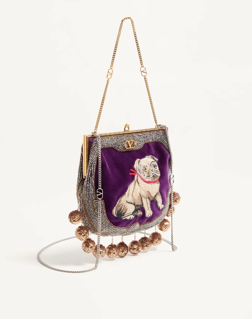 Valentino Garavani Nellcote Fairytales Velvet Clutch With Le Chien De La Maison Embroidery