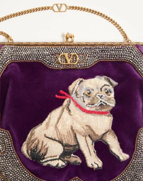 Valentino Garavani Nellcote Fairytales Velvet Clutch With Le Chien De La Maison Embroidery