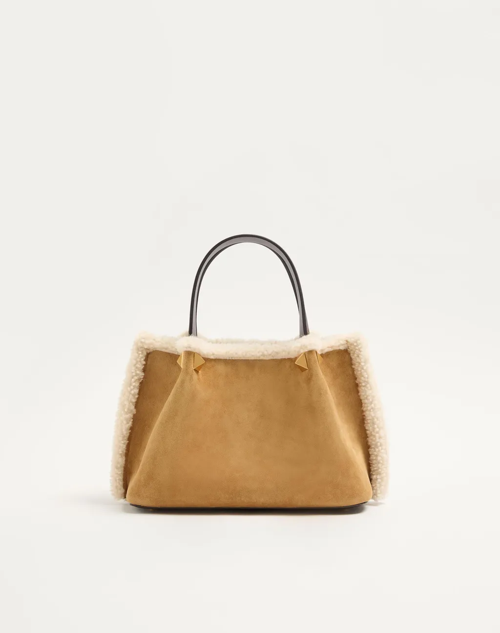 Small Embroidered-Flowers Suede Tote Bag
