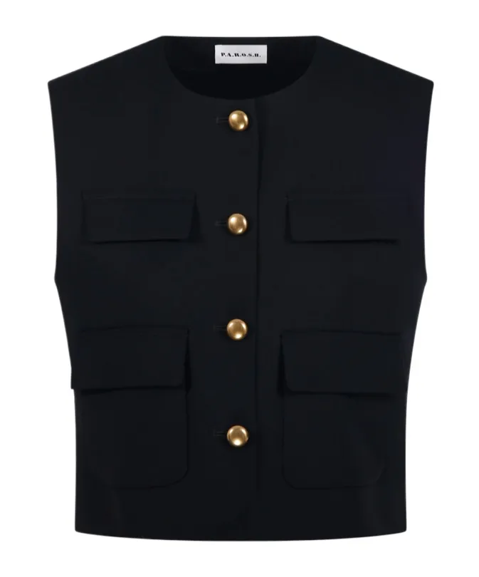 P.A.R.O.S.H. Liliuxy Button-Up Sleeveless Jacket