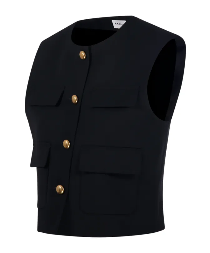 P.A.R.O.S.H. Liliuxy Button-Up Sleeveless Jacket