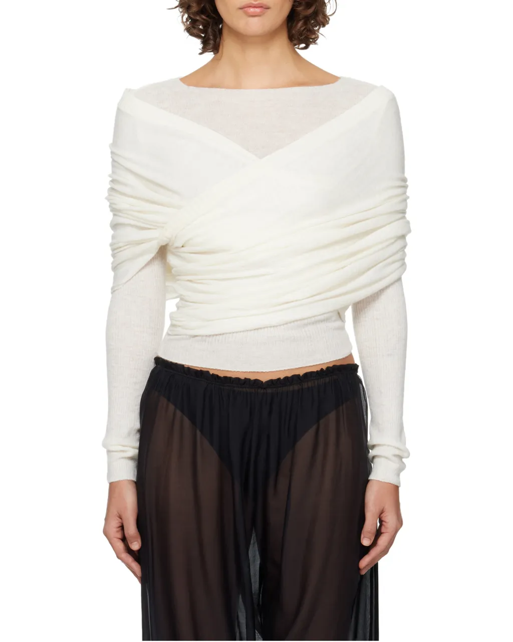 Cowl-Effect Knitted Top