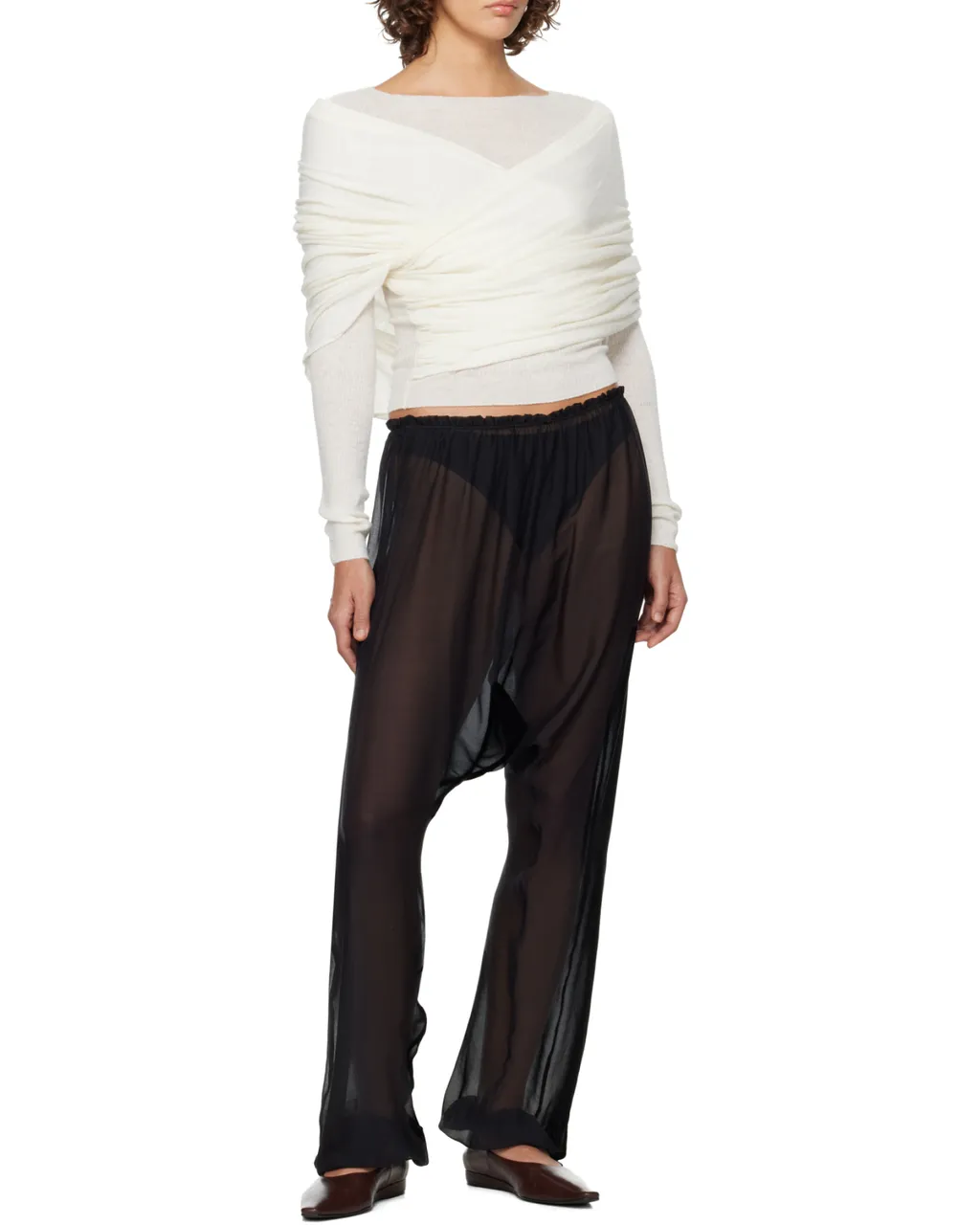 Cowl-Effect Knitted Top