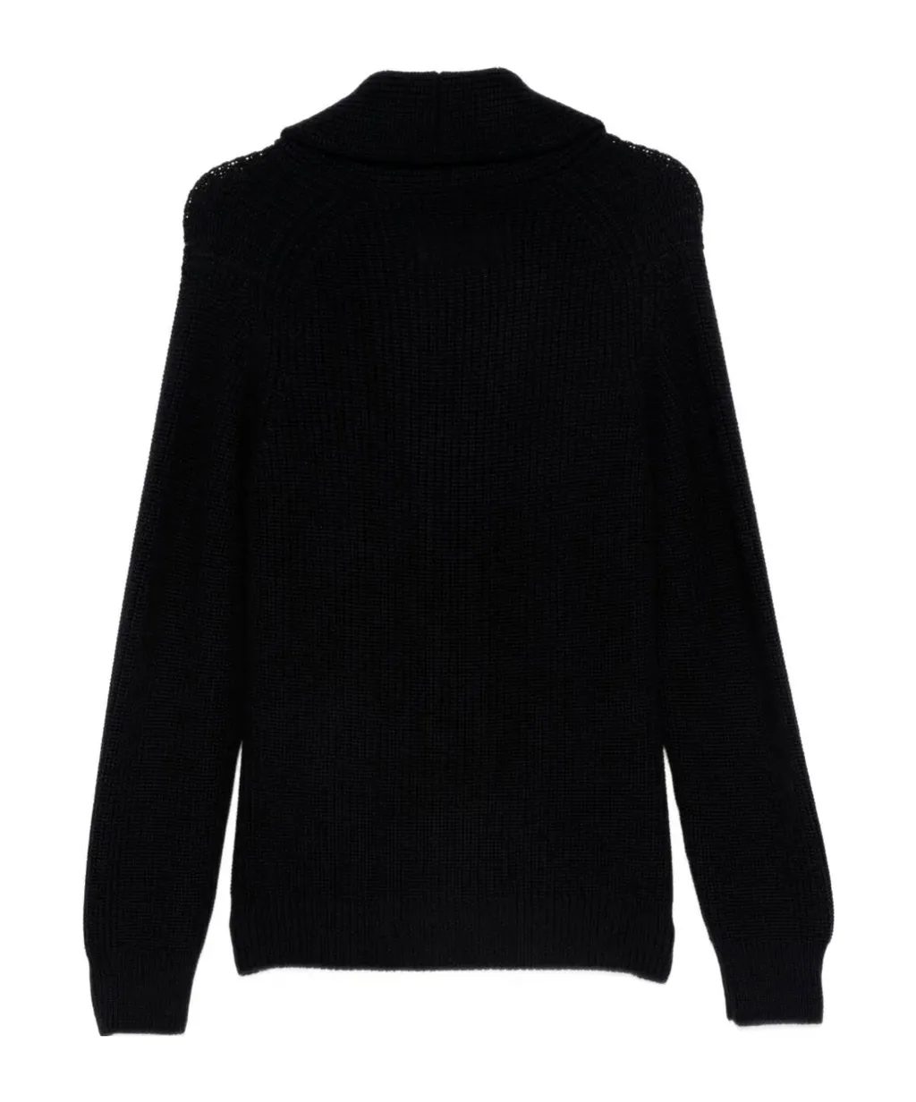 Shawl-Collar Patch-Pocket Cardigan