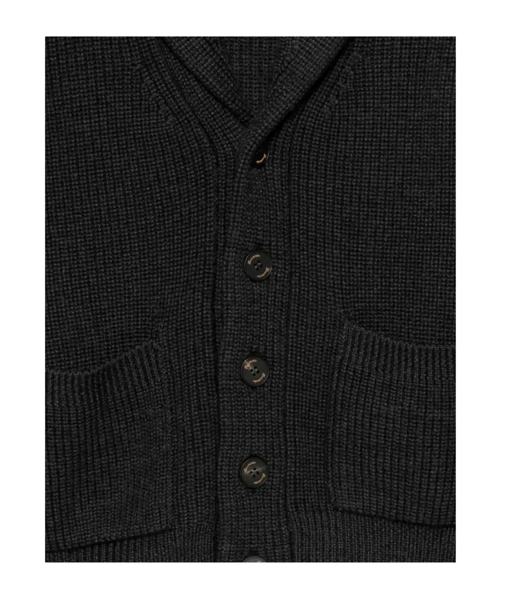 Shawl-Collar Patch-Pocket Cardigan