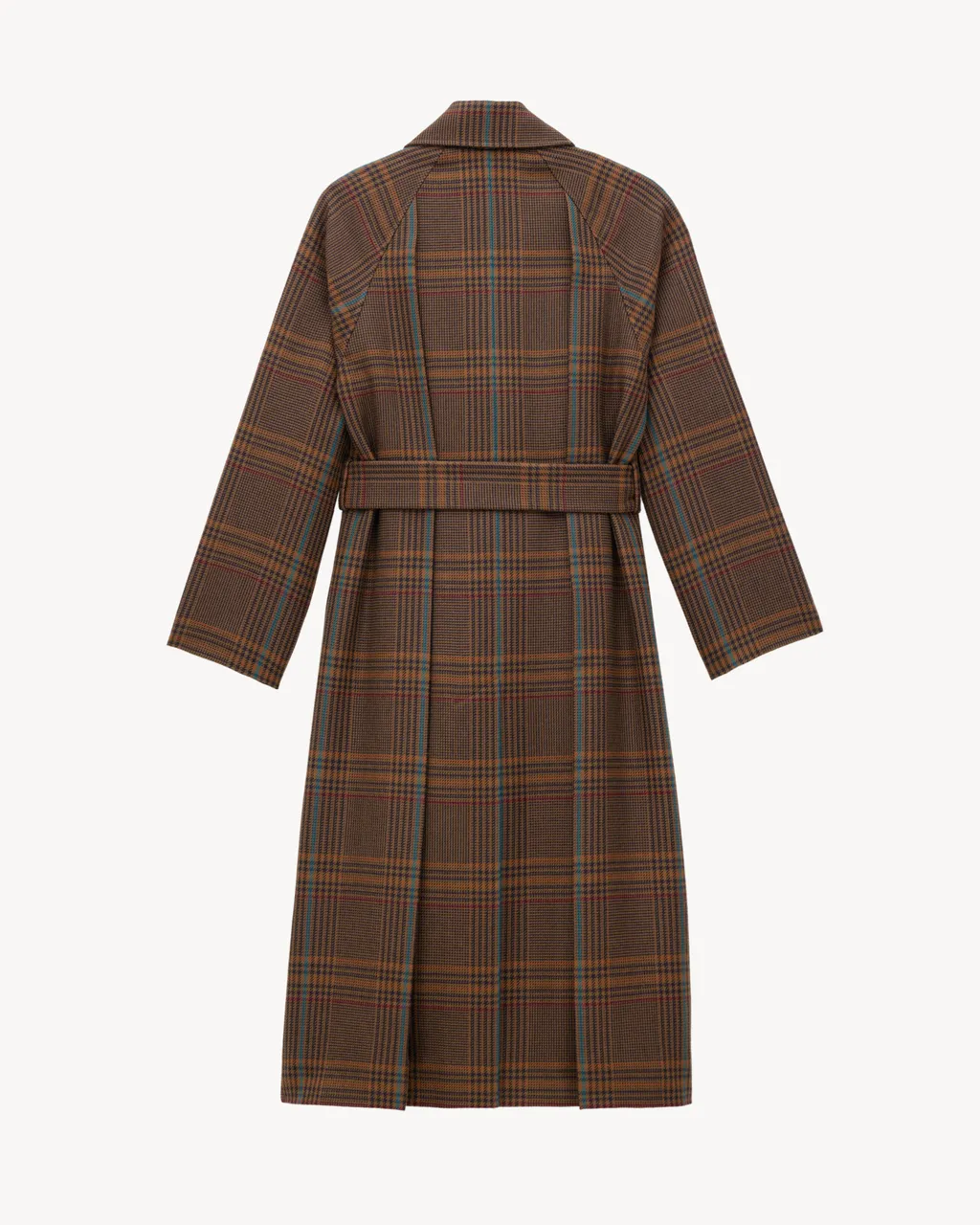 Saint Laurent Checked Belted Long Coat
