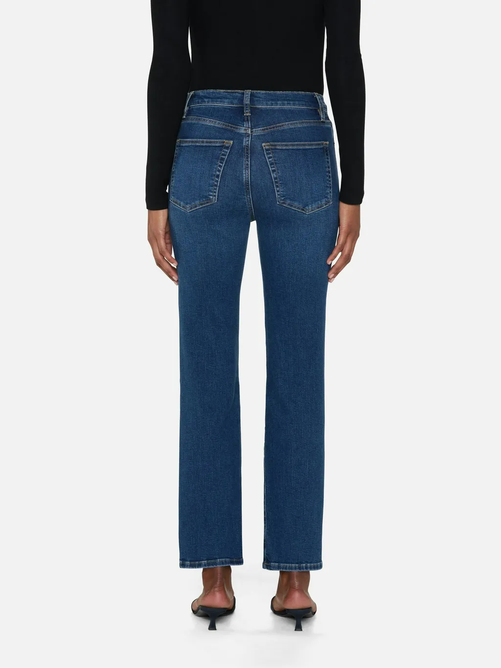 Frame Button Detailed Straight Leg Jeans