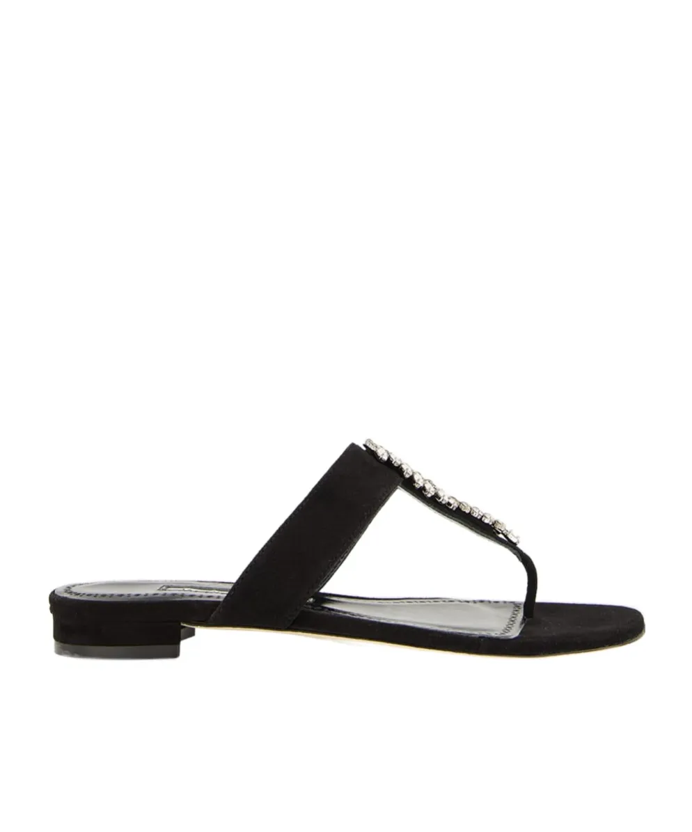 Crystal-Embellished Flat Sandals