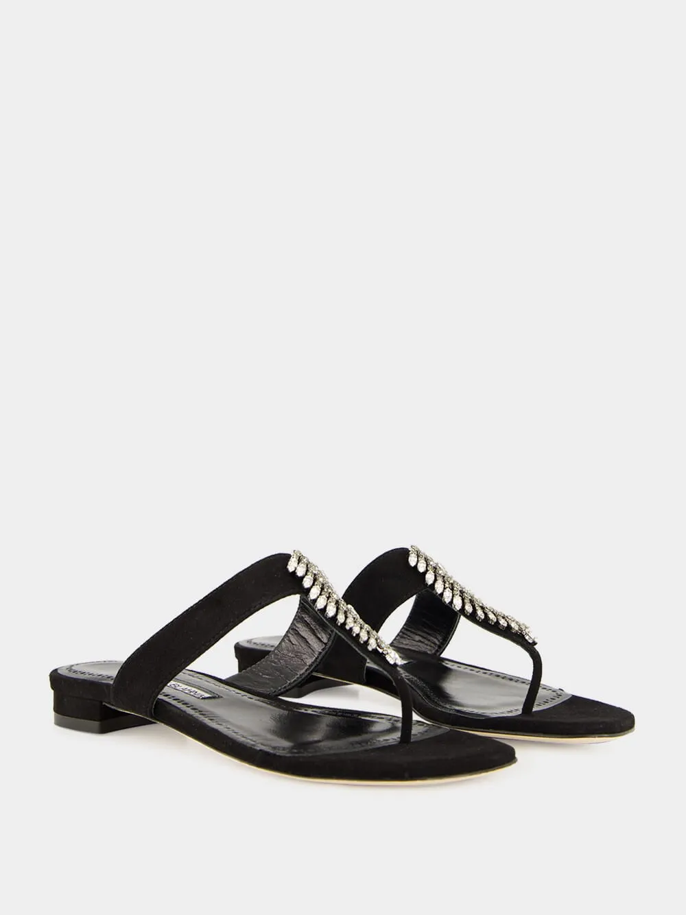 Crystal-Embellished Flat Sandals