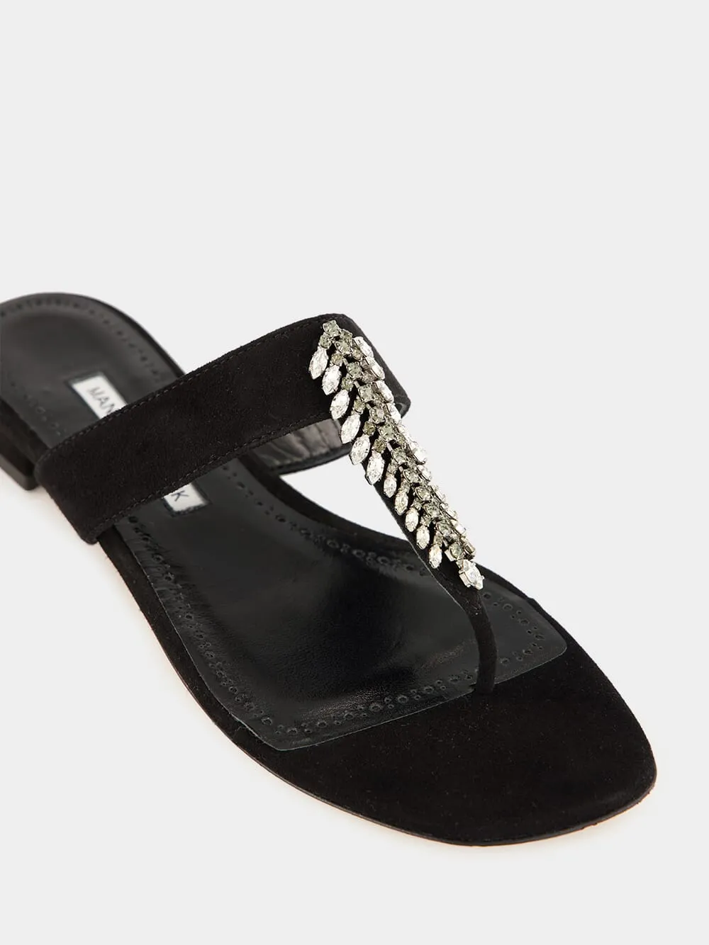 Crystal-Embellished Flat Sandals