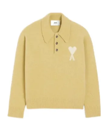Yellow Alpaca Long Sleeves Ami De Coeur Polo