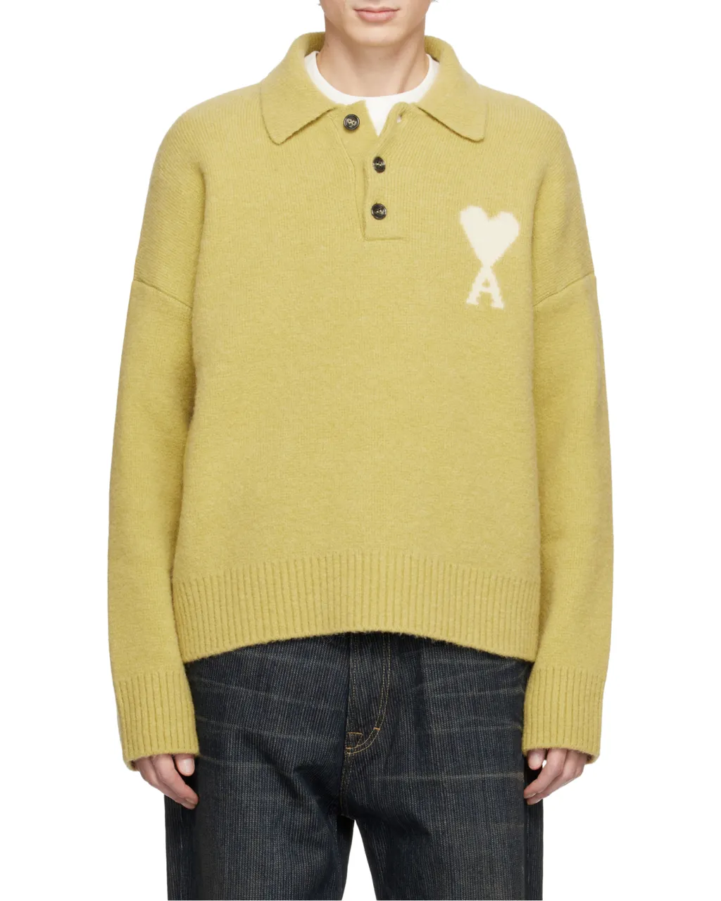 Yellow Alpaca Long Sleeves Ami De Coeur Polo