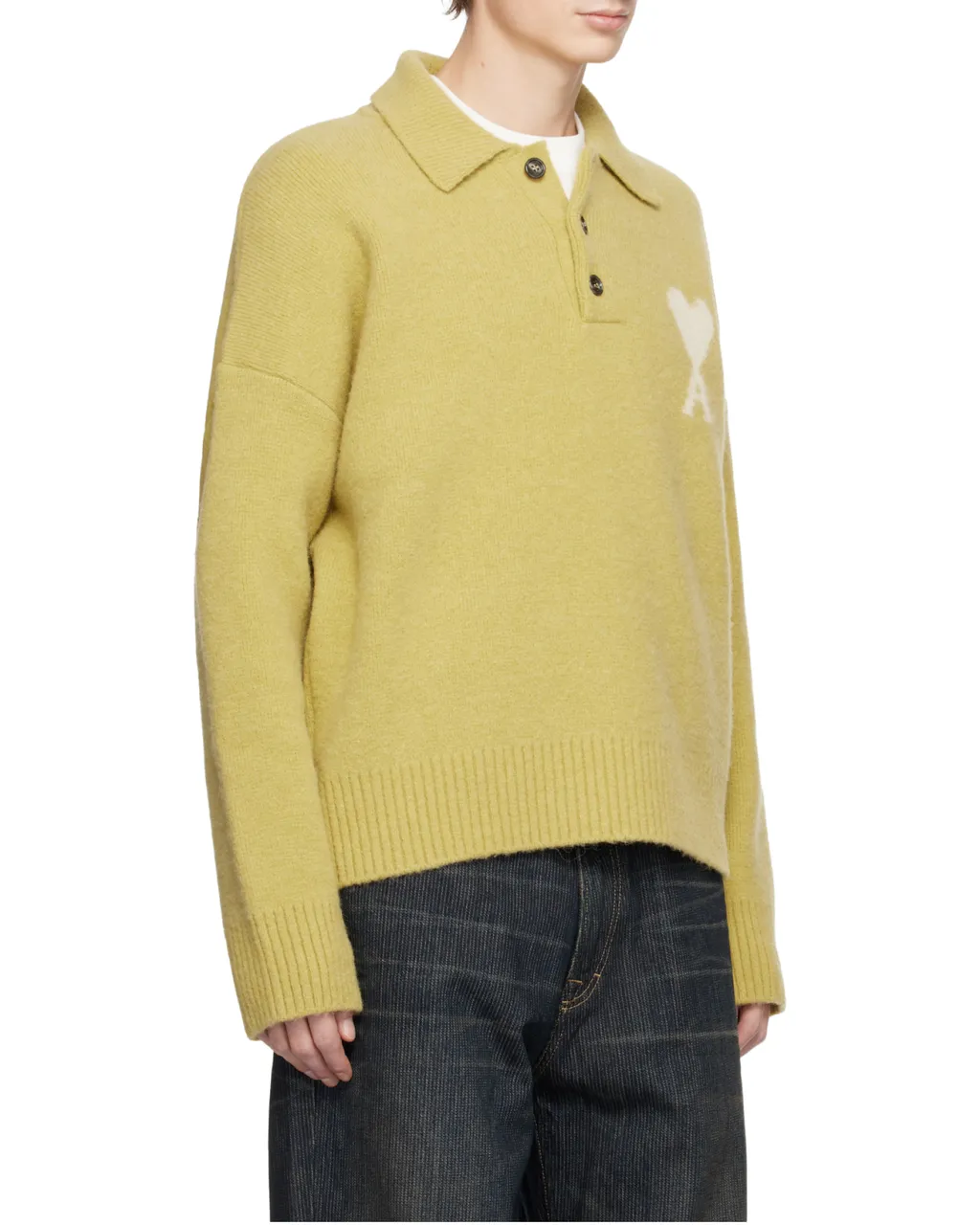 Yellow Alpaca Long Sleeves Ami De Coeur Polo