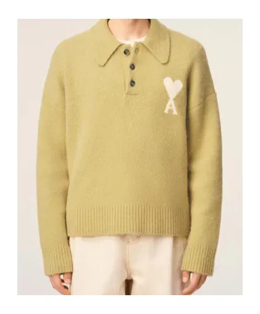 Yellow Alpaca Long Sleeves Ami De Coeur Polo