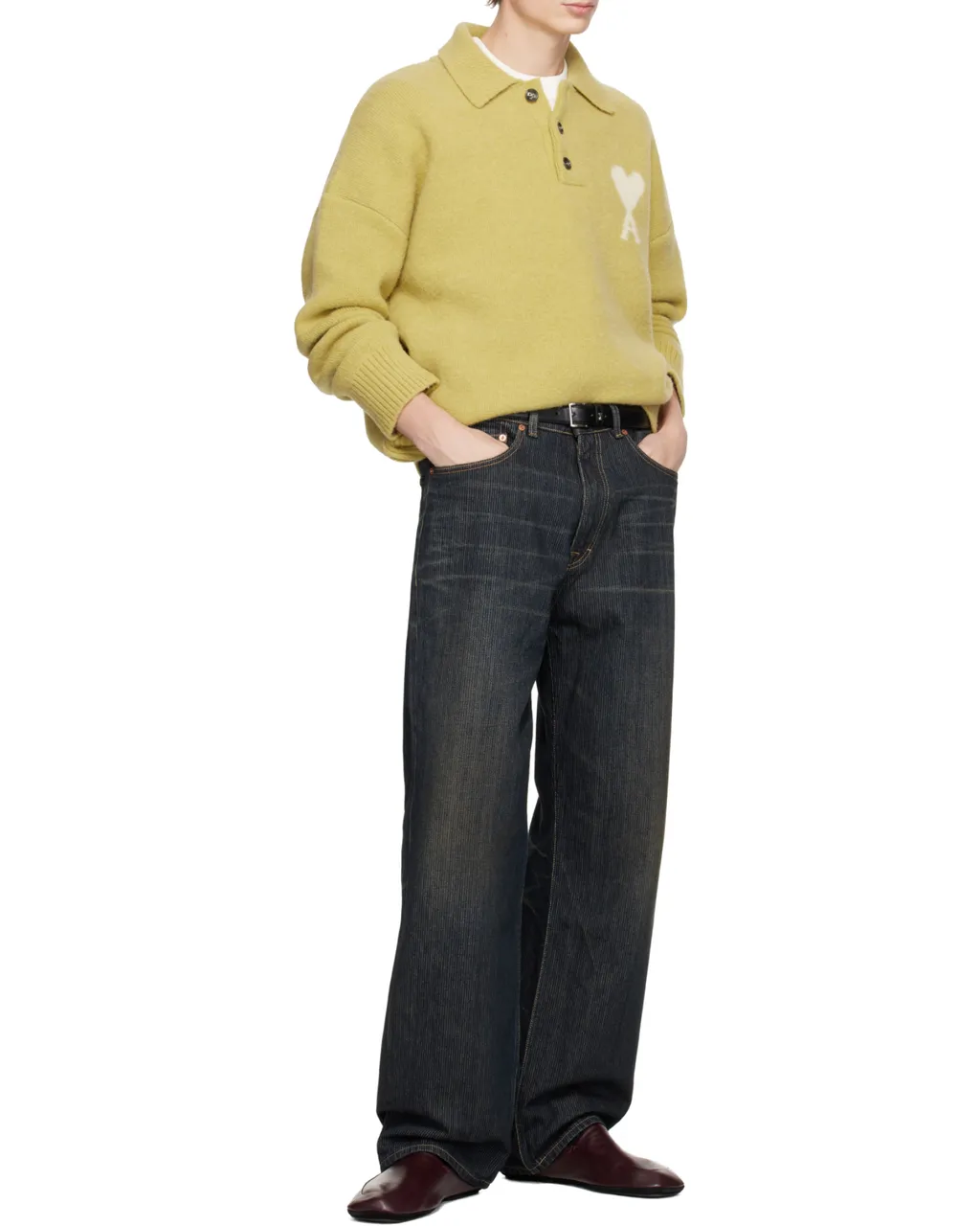 Yellow Alpaca Long Sleeves Ami De Coeur Polo