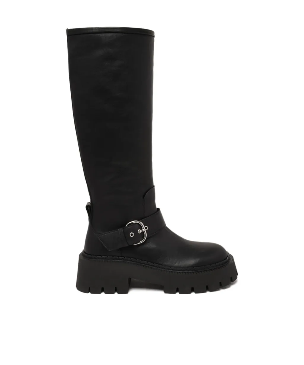 Buckle-Fastening Knee-High Boots