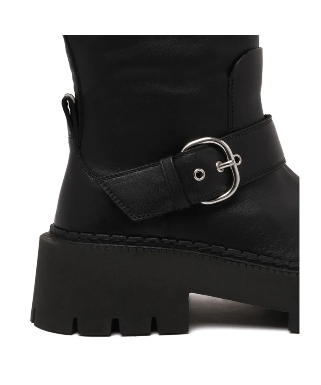 Buckle-Fastening Knee-High Boots