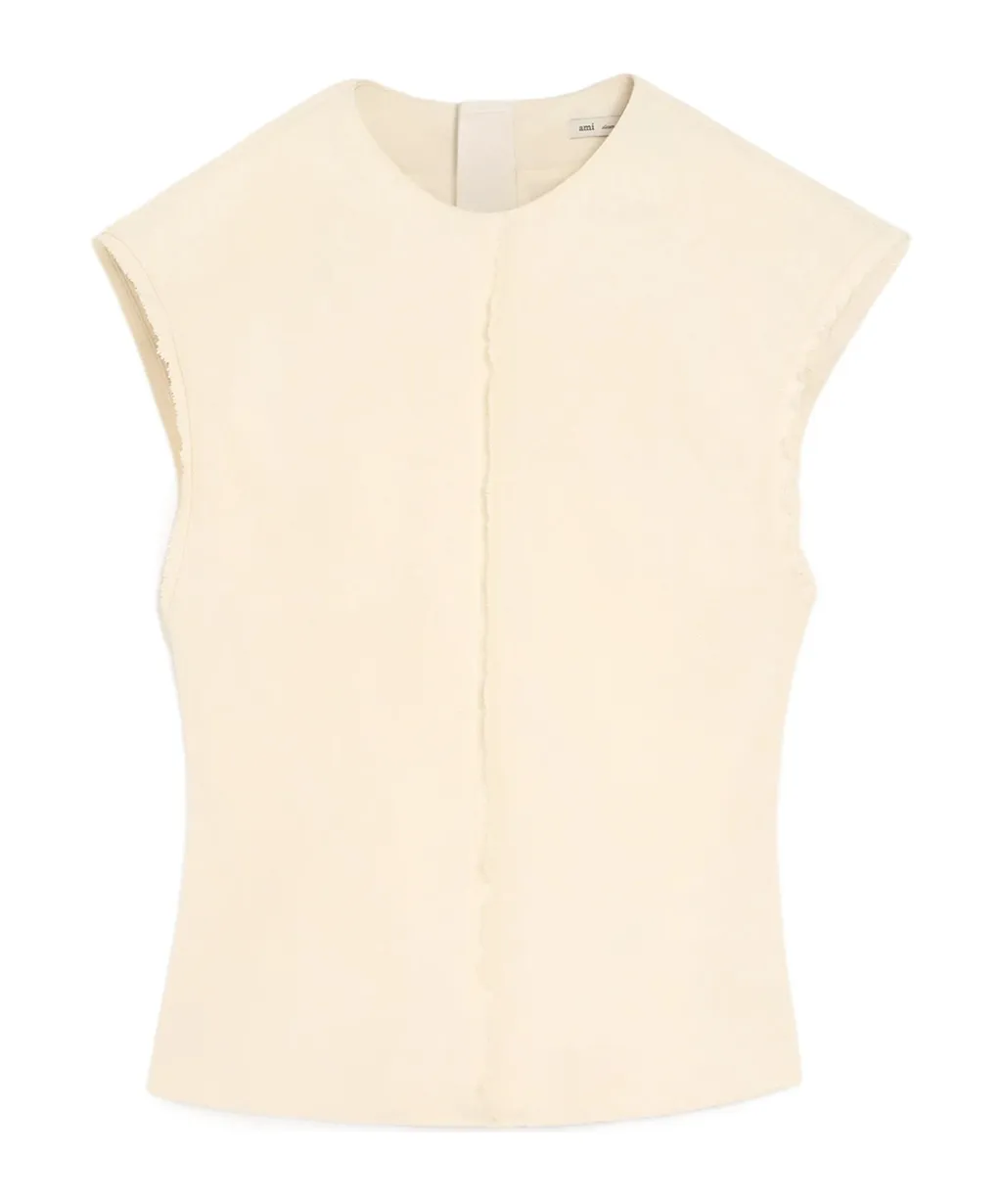 Sleeveless Raw Edge Details Top