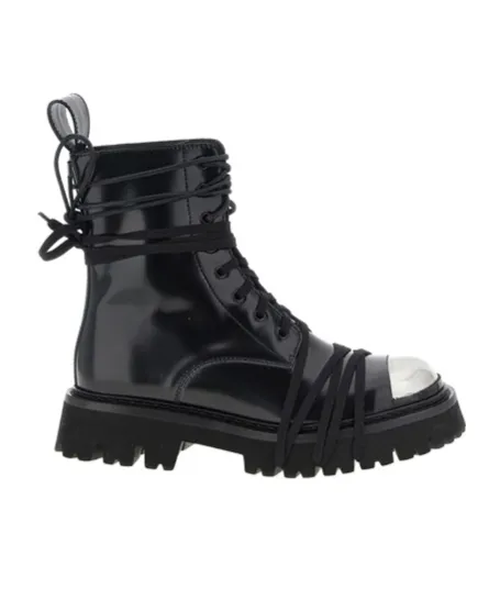 Moschino Logo Engraved Combat Boots