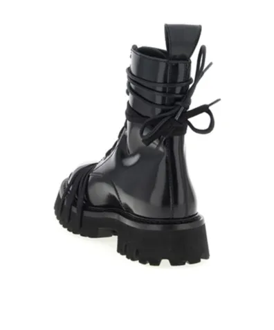Moschino Logo Engraved Combat Boots