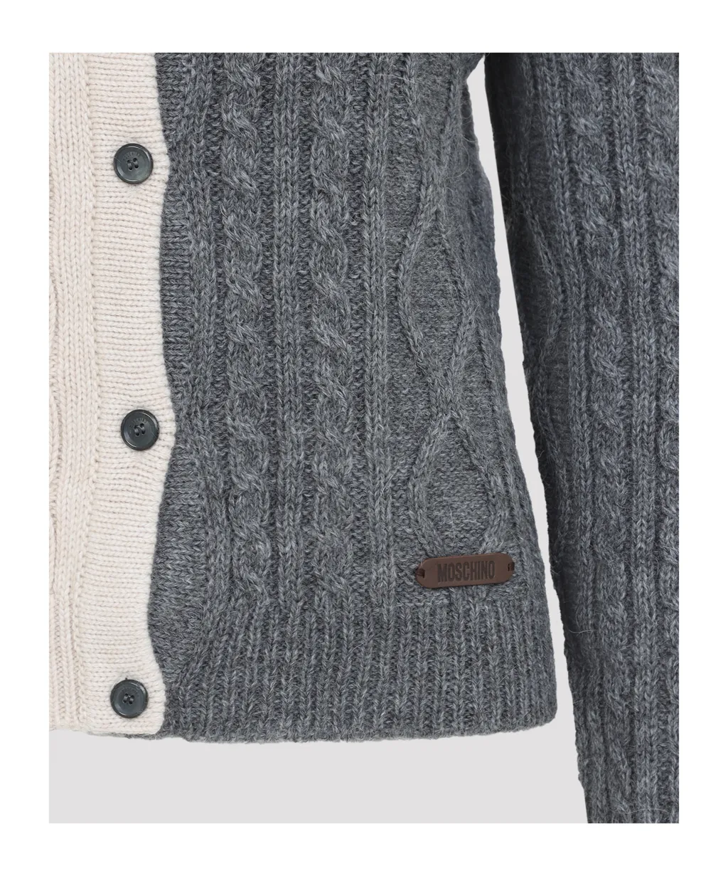 Cable-Knit Two-Tone Cardigan