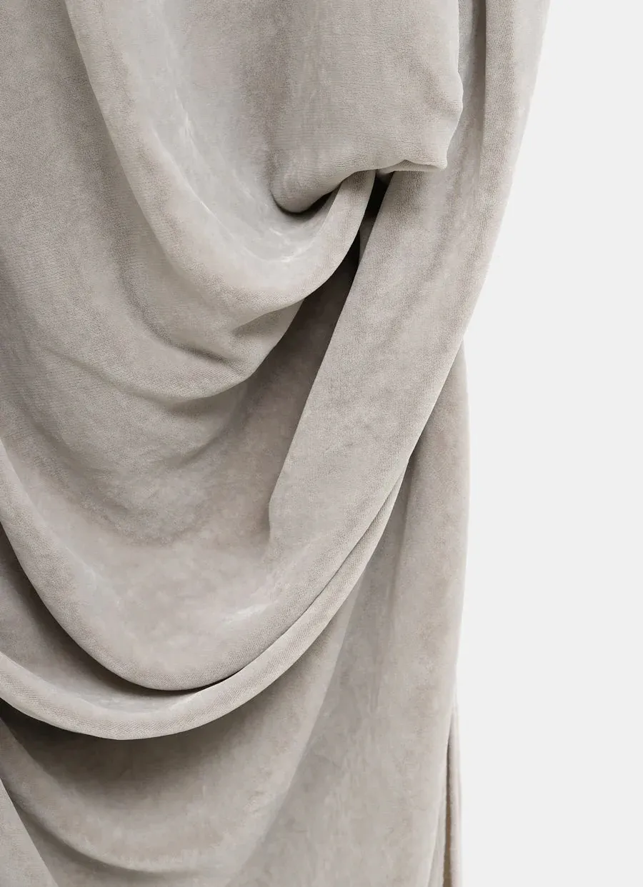 Draped Cowl-Neck Asymmetrical Dress