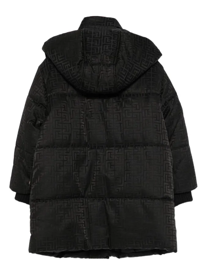 Balmain Kids Long-Sleeved Monogram Hooded Coat