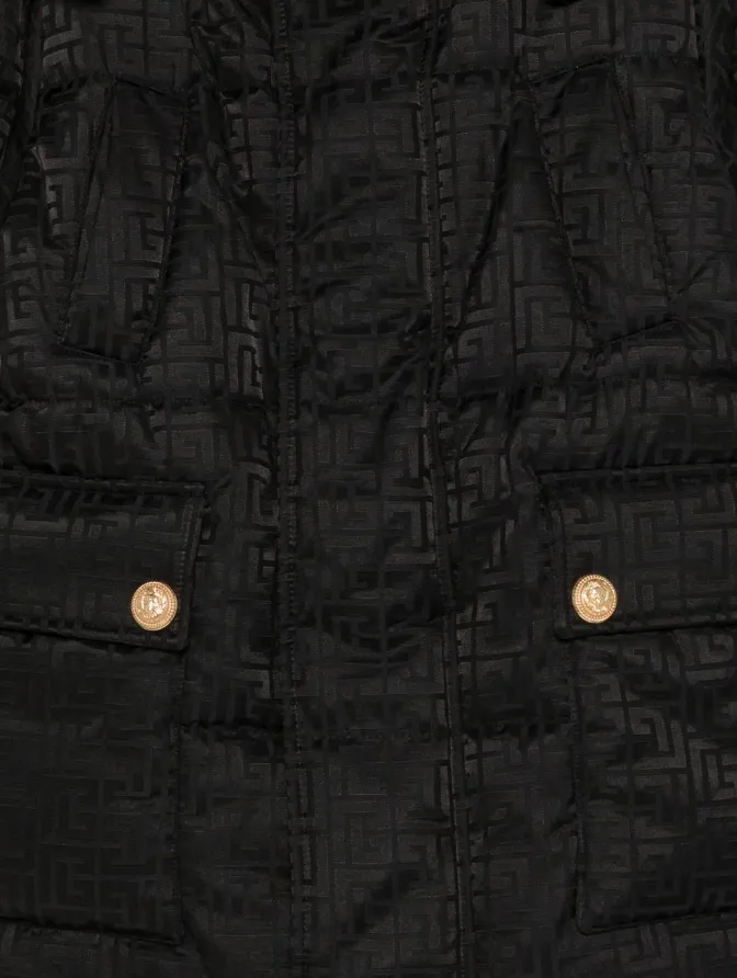 Balmain Kids Long-Sleeved Monogram Hooded Coat