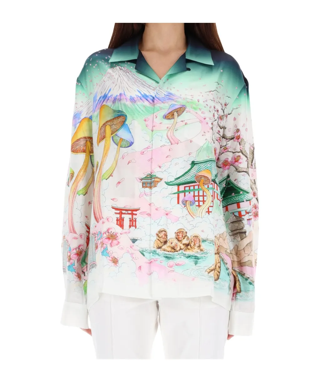 Casablanca Flower Print Long-Sleeved Shirt