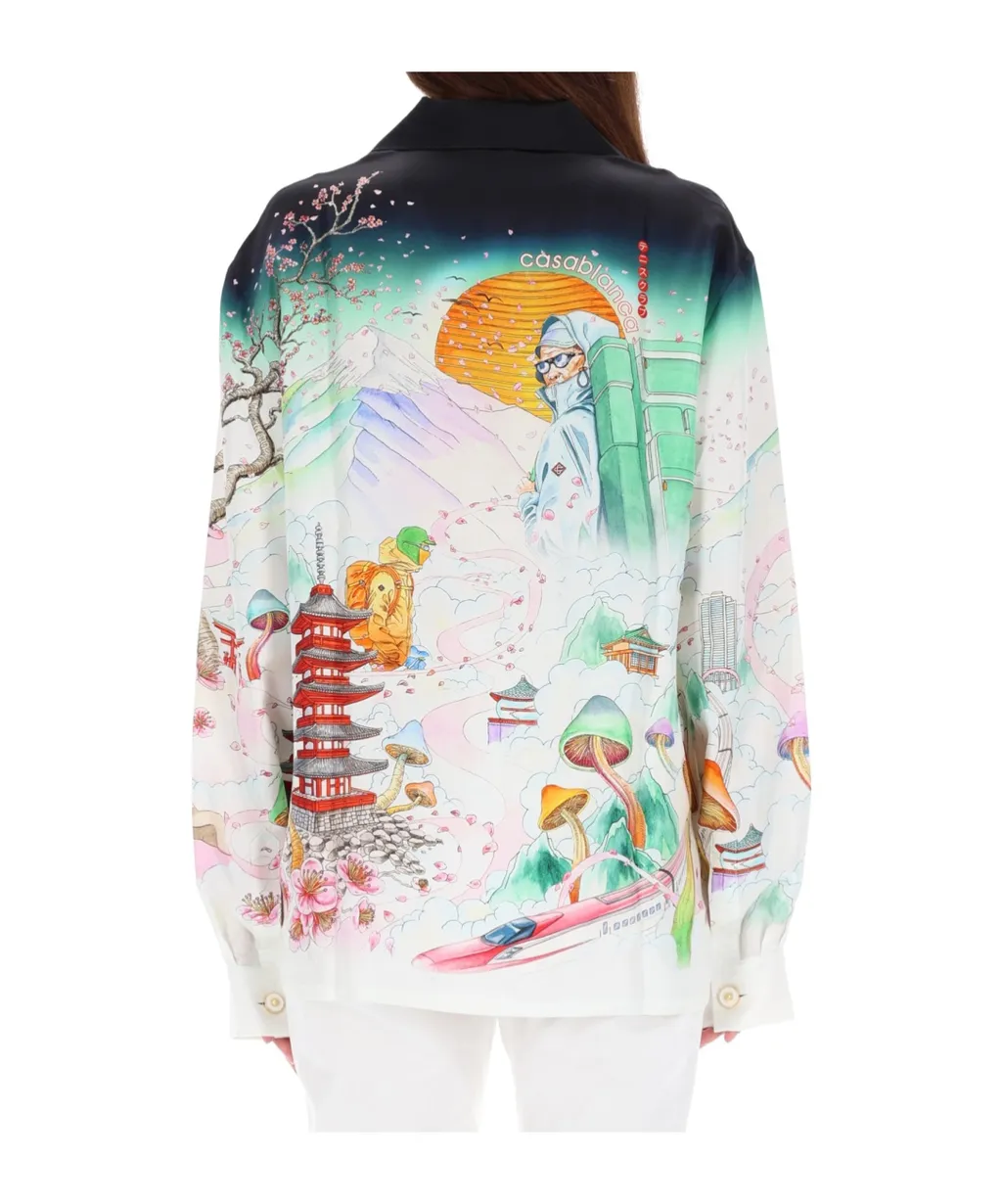Casablanca Flower Print Long-Sleeved Shirt