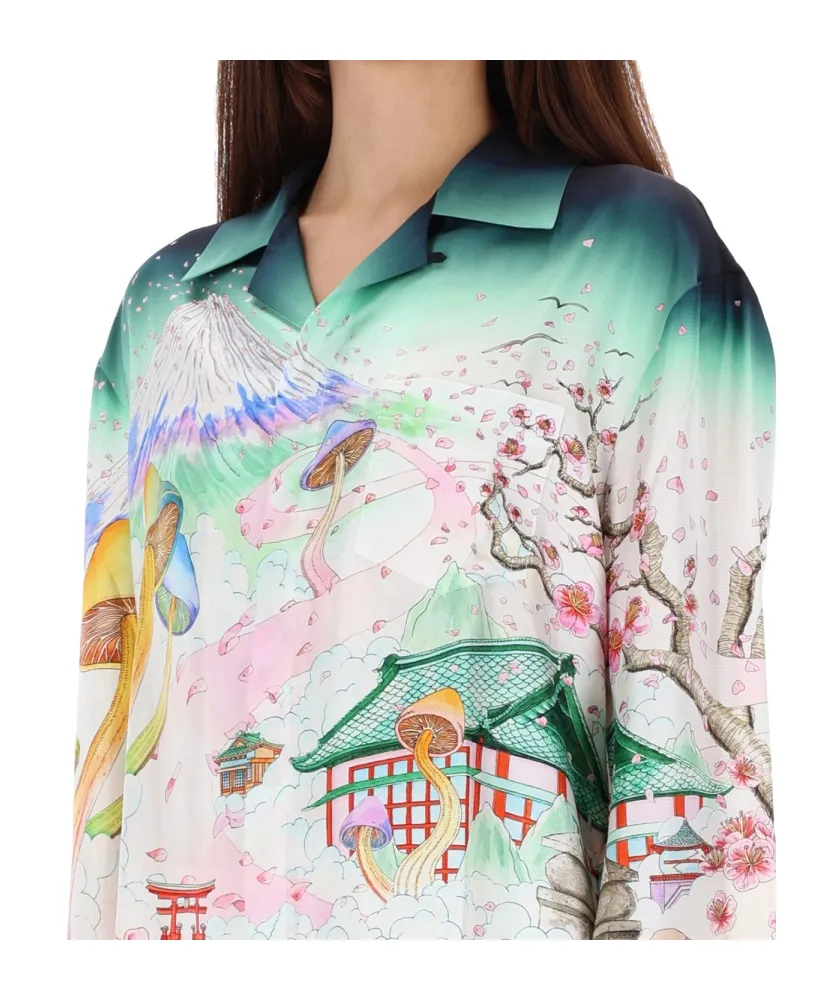 Casablanca Flower Print Long-Sleeved Shirt