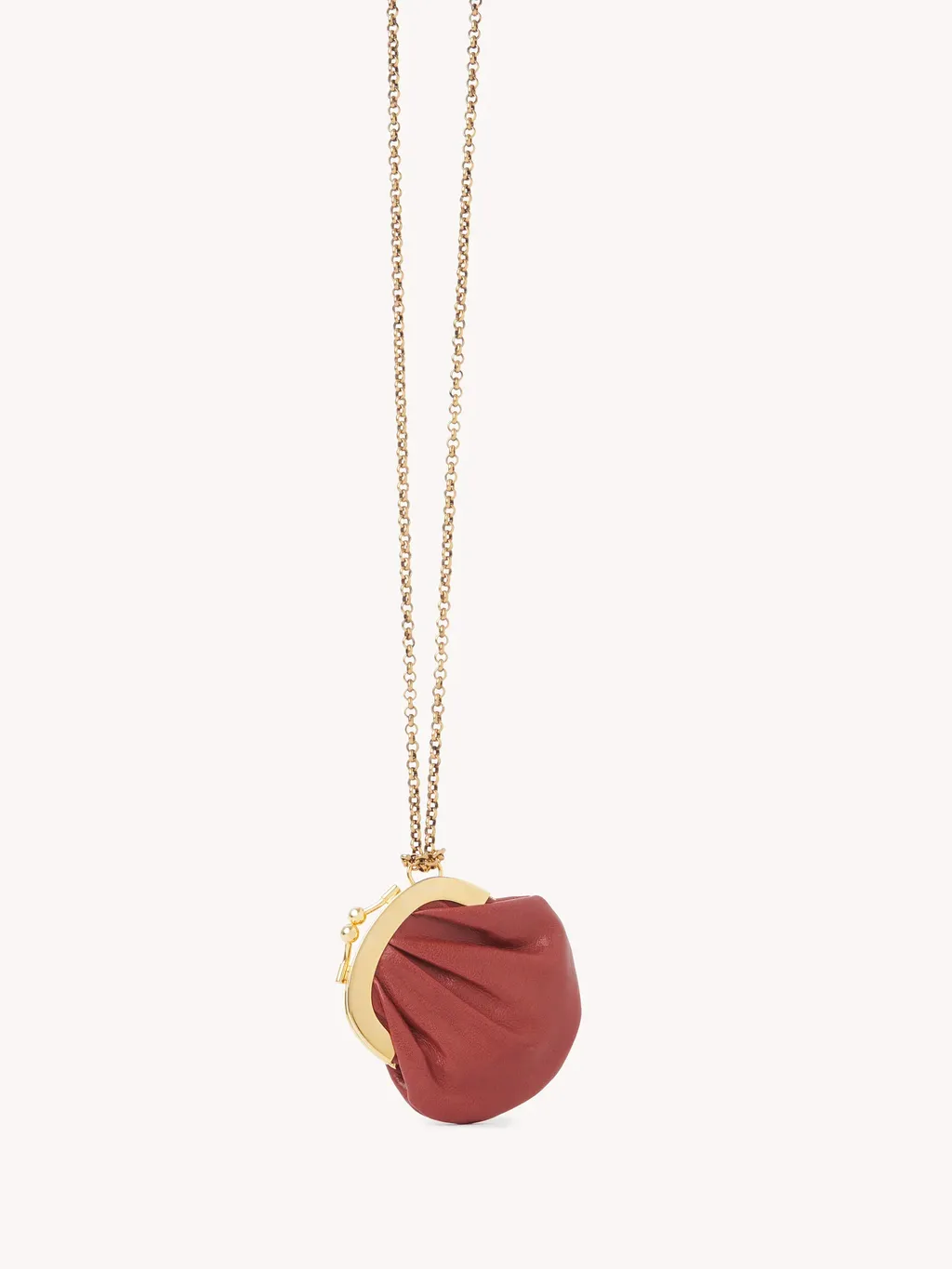Micro Horse Medal Coin Purse Necklace In Grained Leather