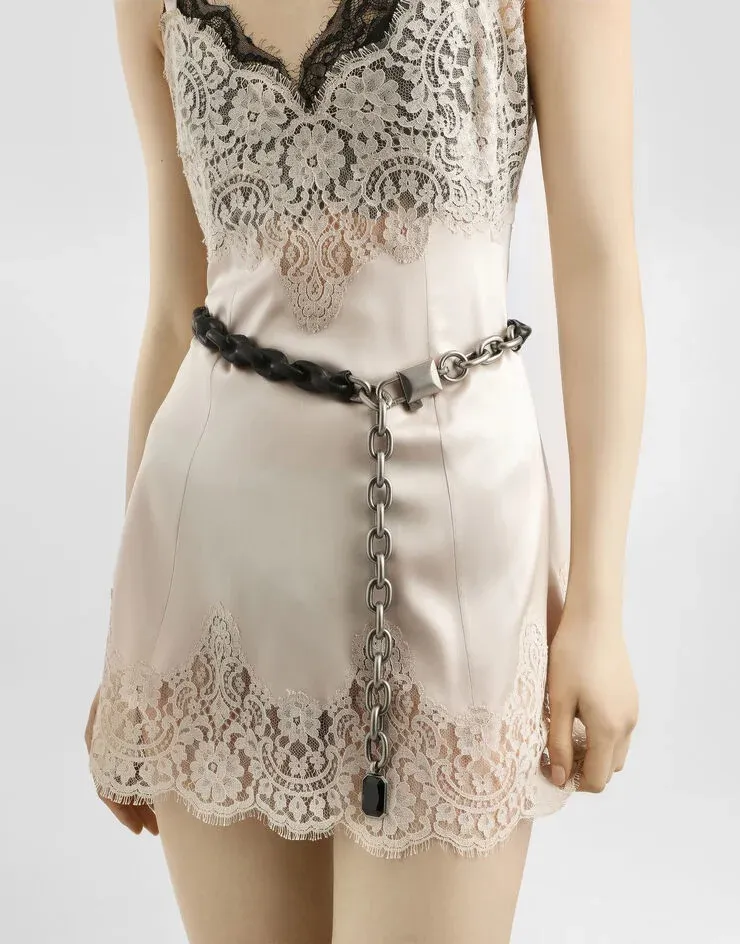 Dolce & Gabbana V-Neck Lace Detailed Mini Dress