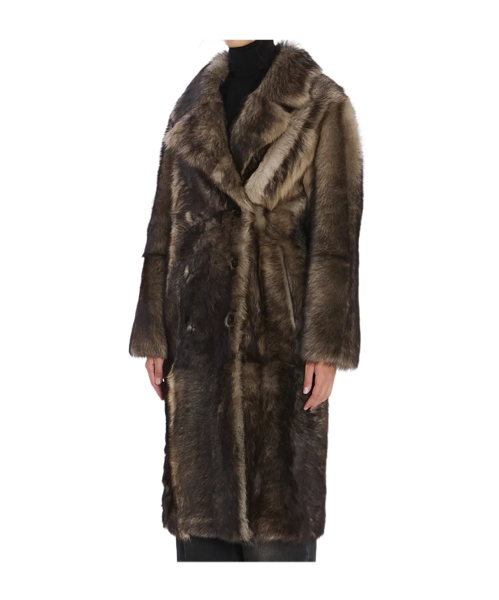 Yves Salomon Double-Breasted Fur Coat