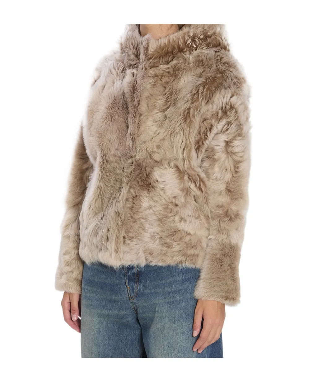 Yves Salomon Hooded Lamb Fur Jacket