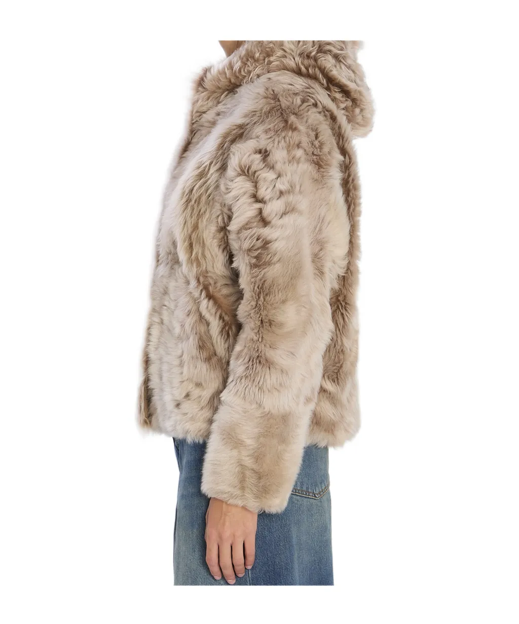 Yves Salomon Hooded Lamb Fur Jacket