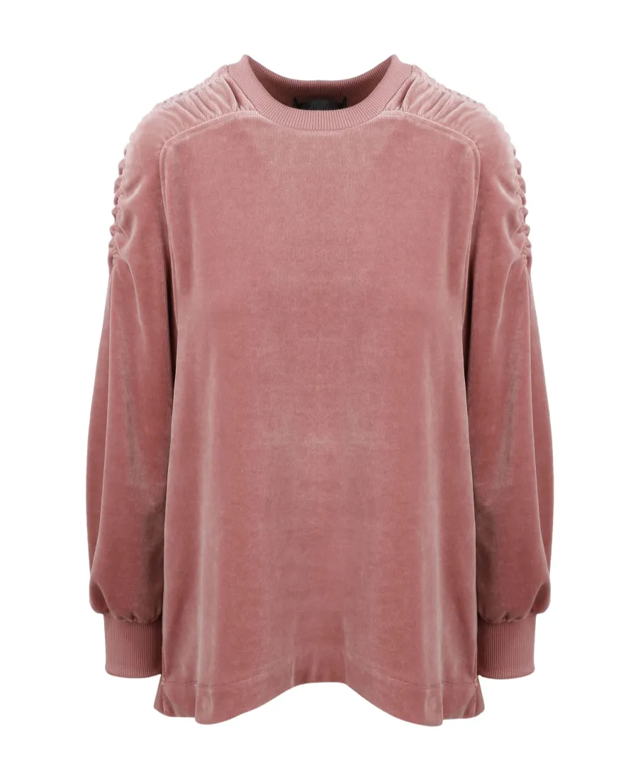 Alberta Ferretti Ruched Shoulder Crewneck Sweatshirt