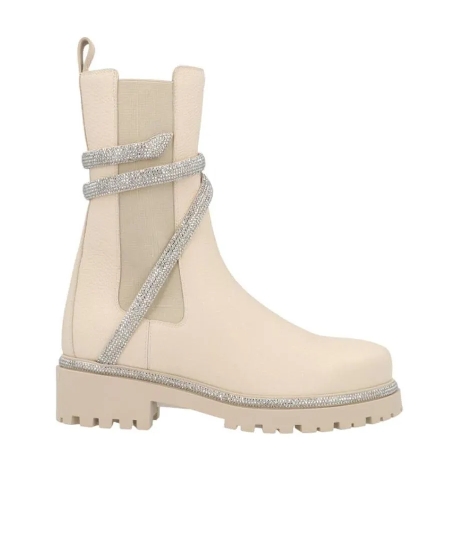 René Caovilla Embellished Round Toe Boots
