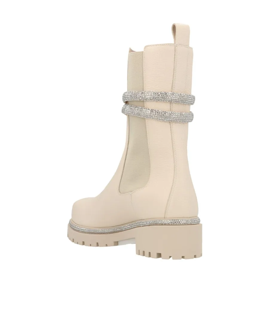 René Caovilla Embellished Round Toe Boots