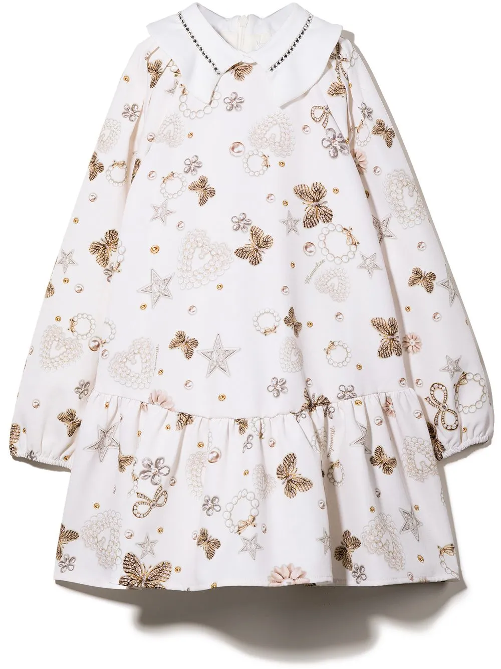 Graphic-Print Long-Sleeve Dress