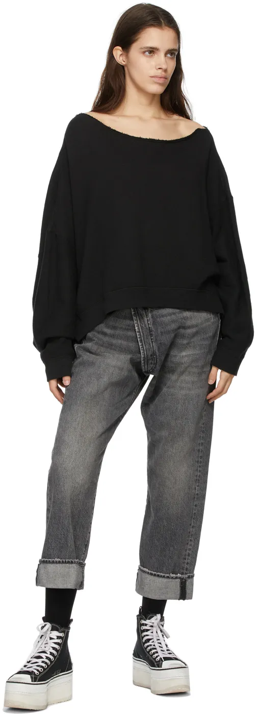 R13 Logo Patch Cross Over Jeans