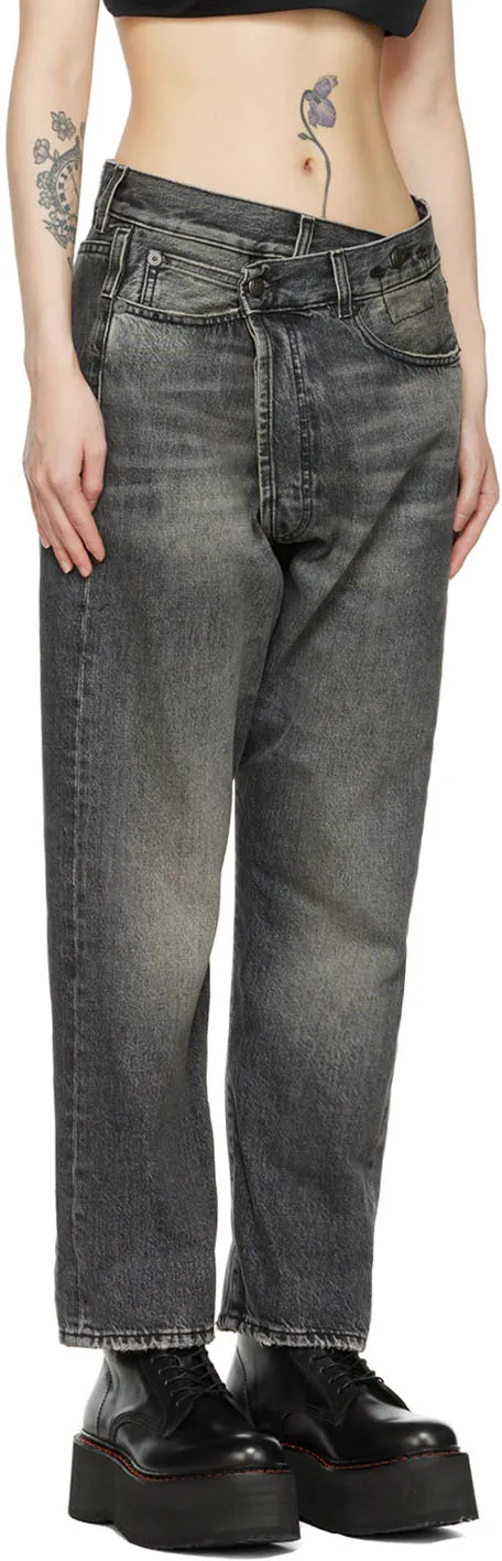 R13 Logo Patch Cross Over Jeans