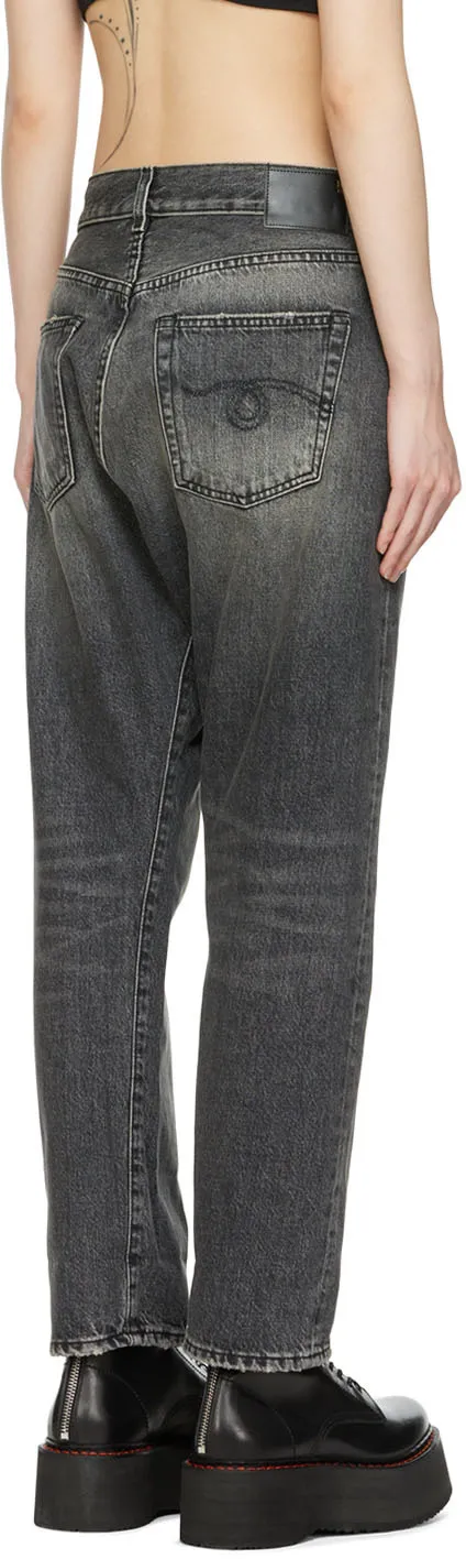 R13 Logo Patch Cross Over Jeans
