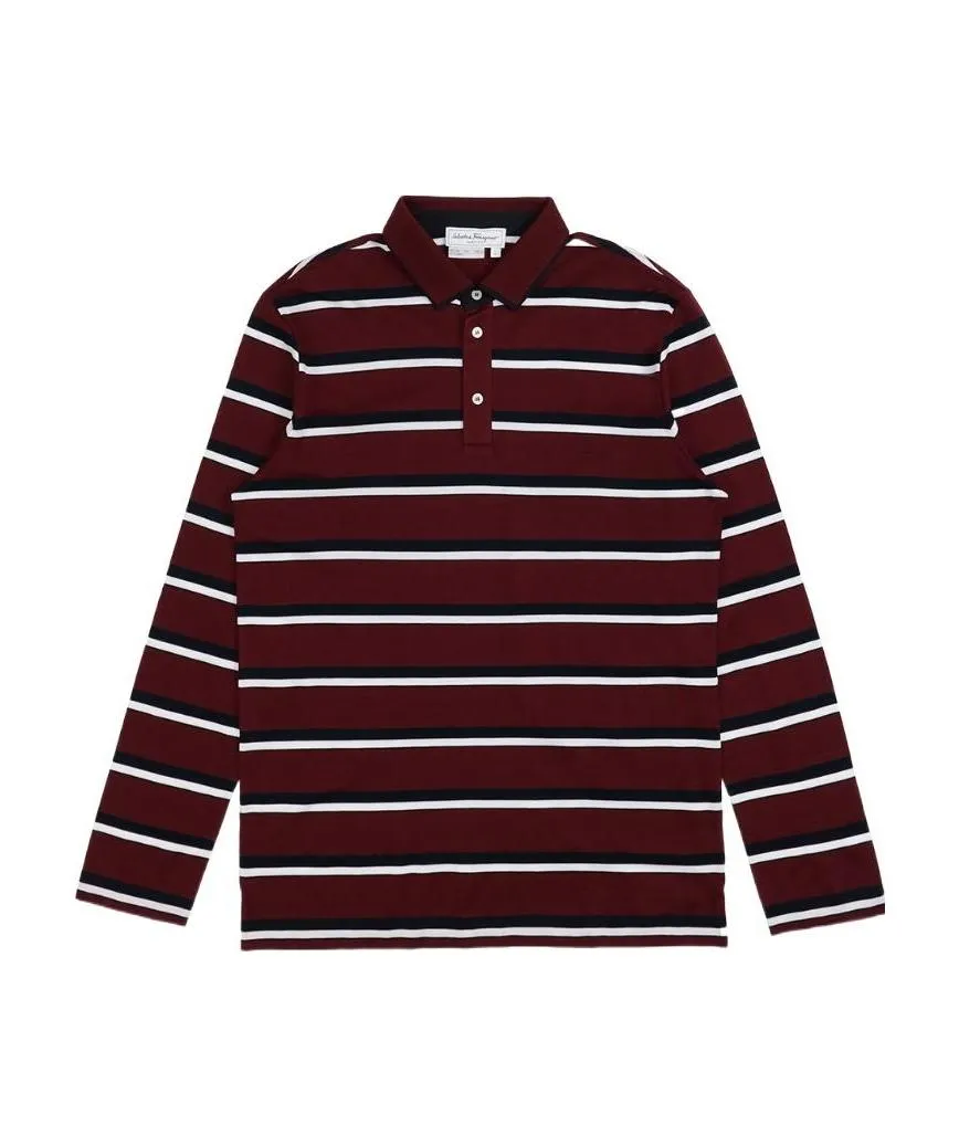 Polo Shirt With Logo Striped Lapel