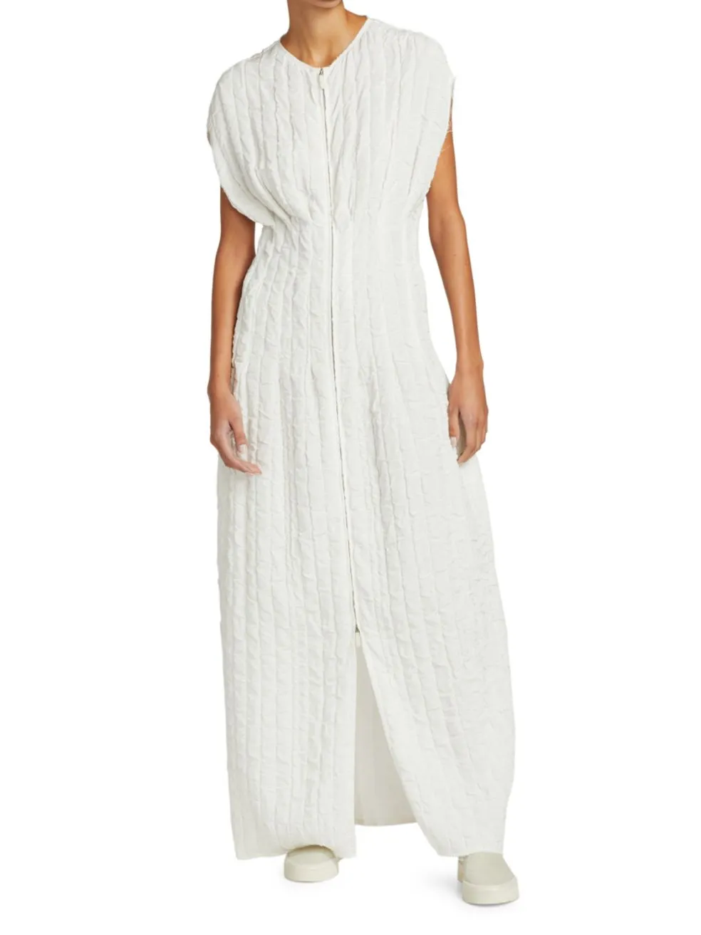 Logo Front Zipper Knitted Pattern Dress