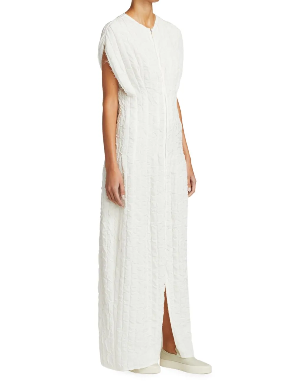 Logo Front Zipper Knitted Pattern Dress